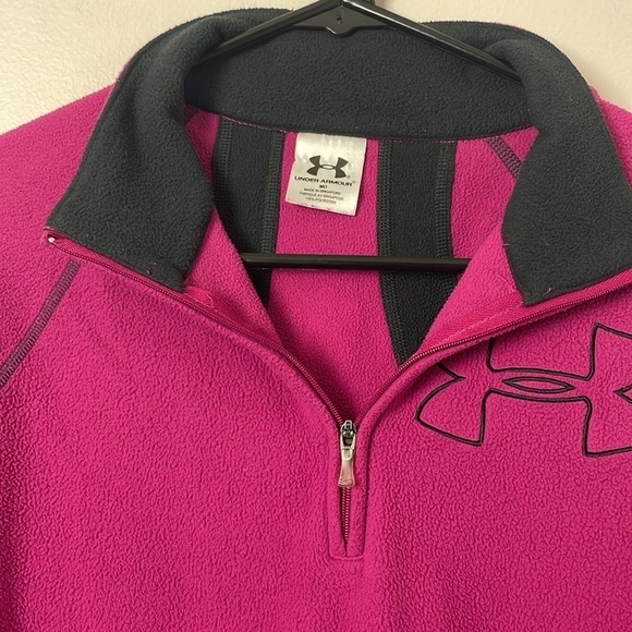 Under Armour Fleece Quarter-Zip Sweatshirt | Pink & Black | Size Medium - Picture 2 of 9